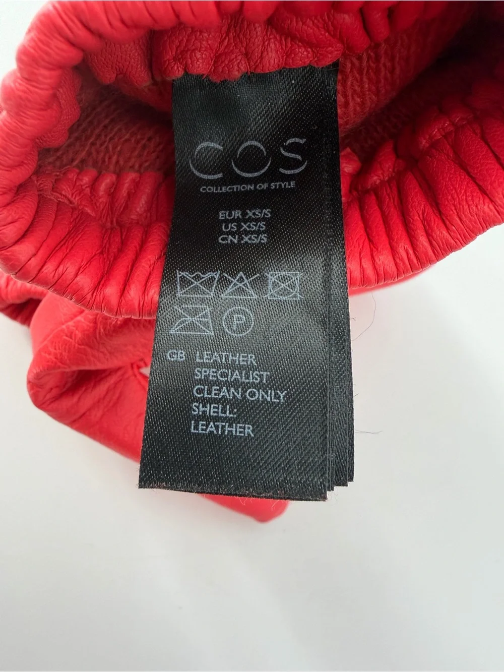 Cos Red Leather Gloves